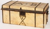 HIDE COVERED LOCK BOX, 19TH C.