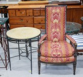 HIGH BACK ARMCHAIR & METAL BAS