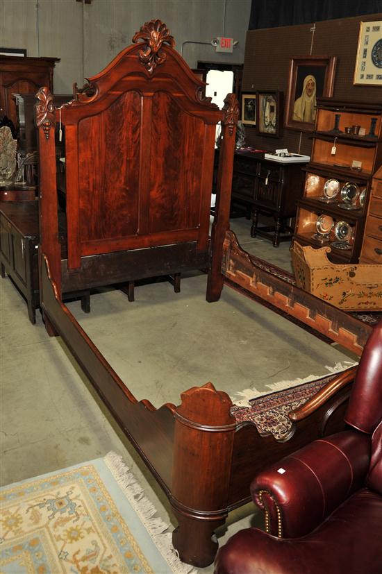 HIGH BACK VICTORIAN BED. Walnut and