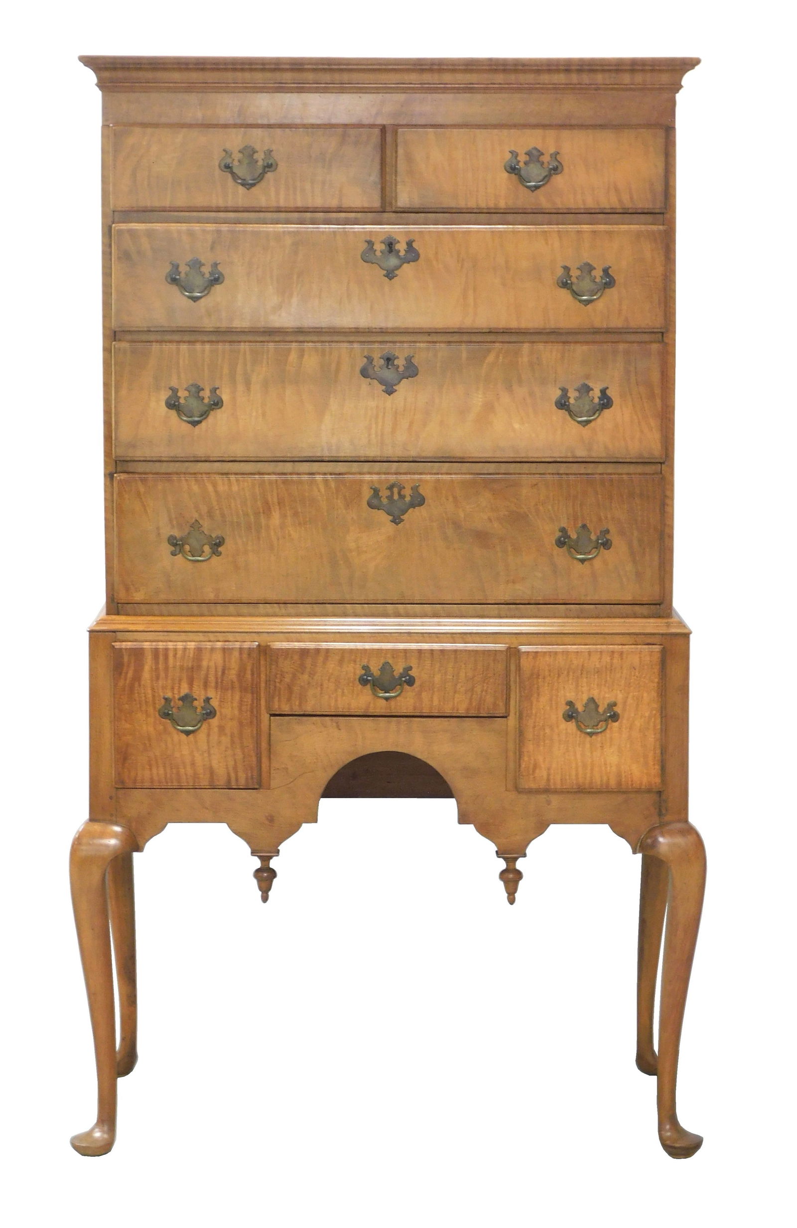 HIGHBOY, AMERICAN, 20TH C, MAPLE