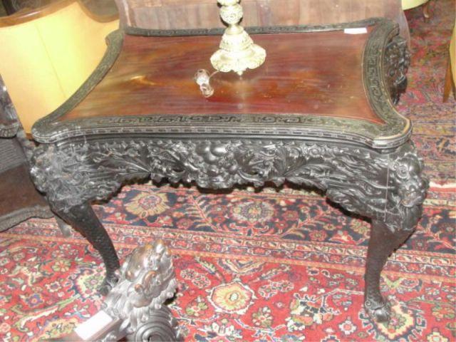 Highly Carved Asian Hardwood Center