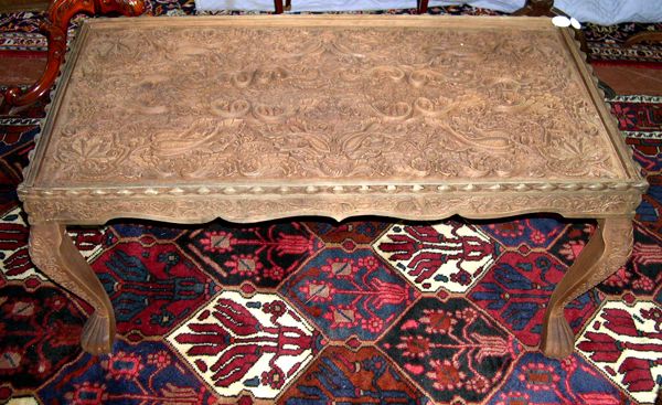 Highly Carved Asian Hardwood Coffee