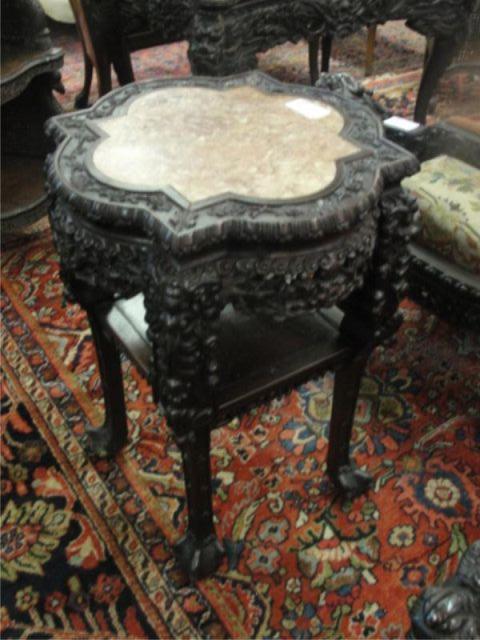 Highly Carved Asian Style Marbletop