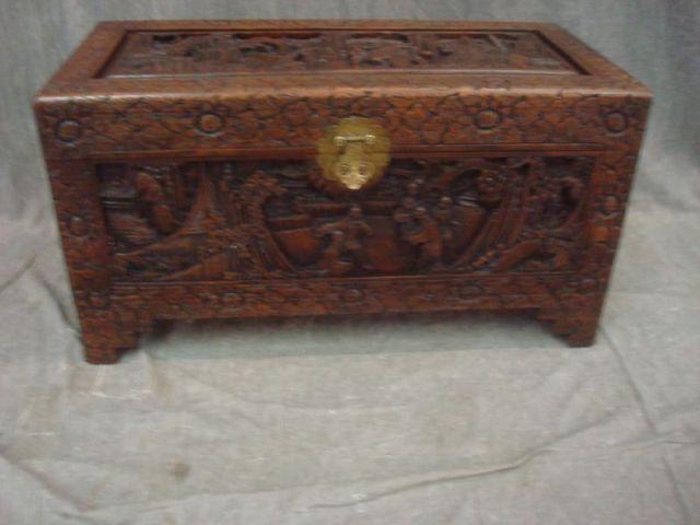Highly Carved Asian Trunk. From a