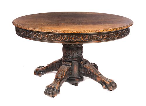 HIGHLY CARVED HORNER ROUND OAK