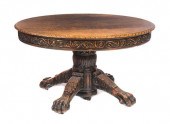 HIGHLY CARVED HORNER ROUND OAK