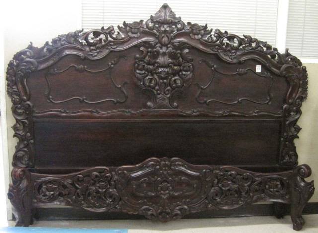 HIGHLY CARVED MAHOGANY KING BED
