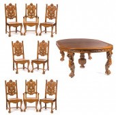 HIGHLY CARVED OAK ATLAS DINING