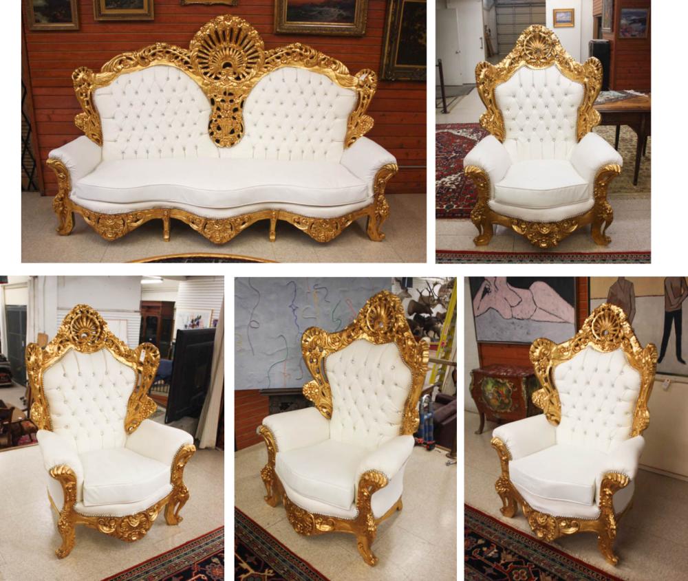 HIGHLY ORNATE FIVE-PIECE LOUIS XV