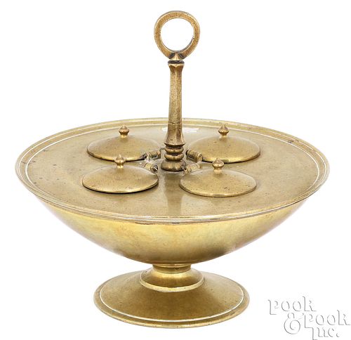 HIGHLY UNUSUAL BRASS STANDISH, 19TH