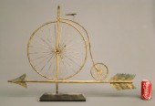 Highwheel bicycle weathervane.
