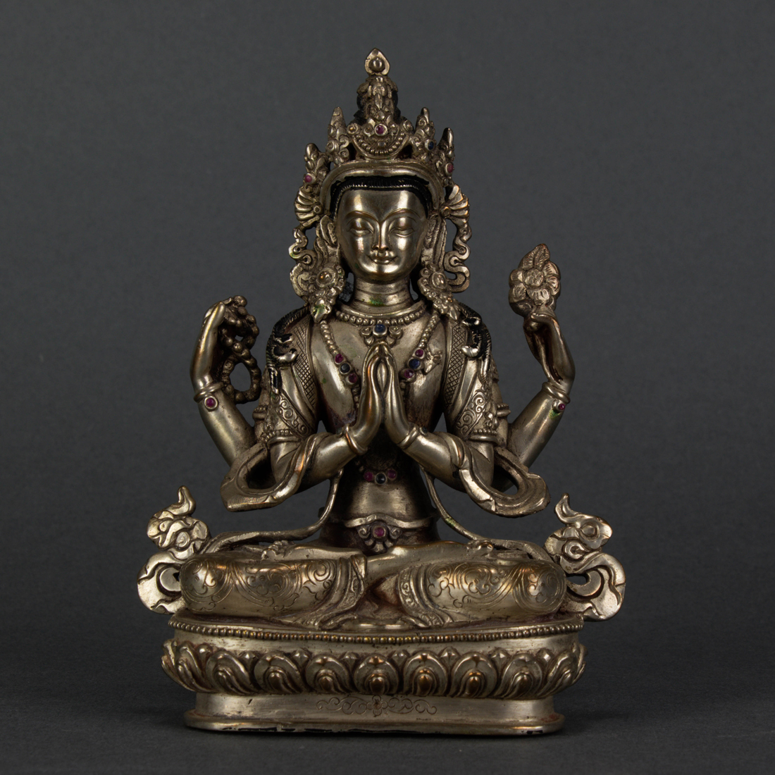 HIMALAYAN SILVERED BRONZE FIGURE OF