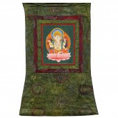 HIMALAYAN THANGKA OF SEATED GA