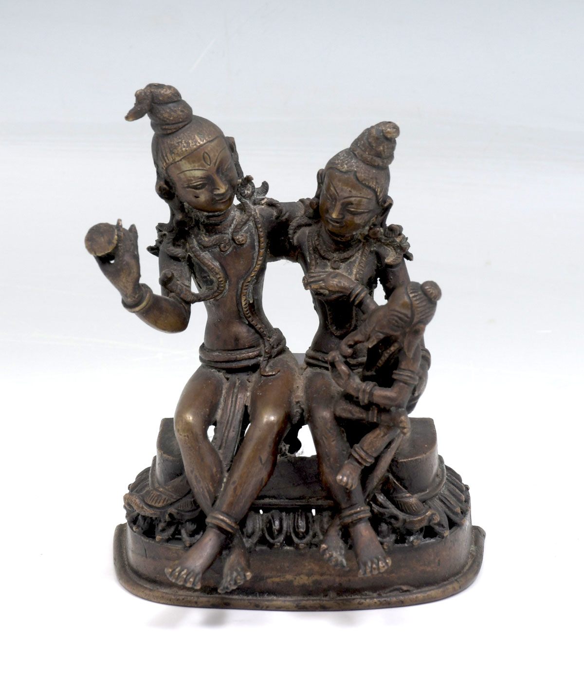 HINDU BRONZE FIGURAL GROUPING: