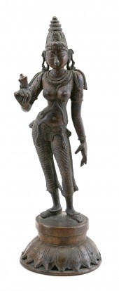 HINDU BRONZE FIGURE OF PARVATI