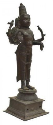 HINDU PATINATED BRONZE SHIVA C