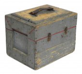 HINGED BOX, EARLY BLUE PAINTED