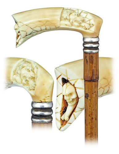 HIPPOPOTAMUS IVORY LION CANECa.