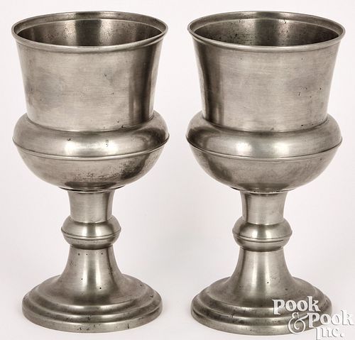 HIRAM YALE PAIR OF PEWTER