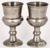 HIRAM YALE PAIR OF PEWTER CHAL