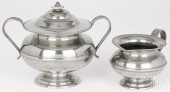 HIRAM YALE PEWTER SUGAR AND CR