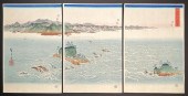 HIROSHIGE, 3 TRIPTYCHS (9 WOOD