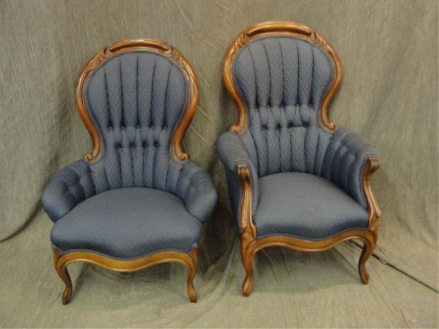 His & Her Victorian Upholstered Arm