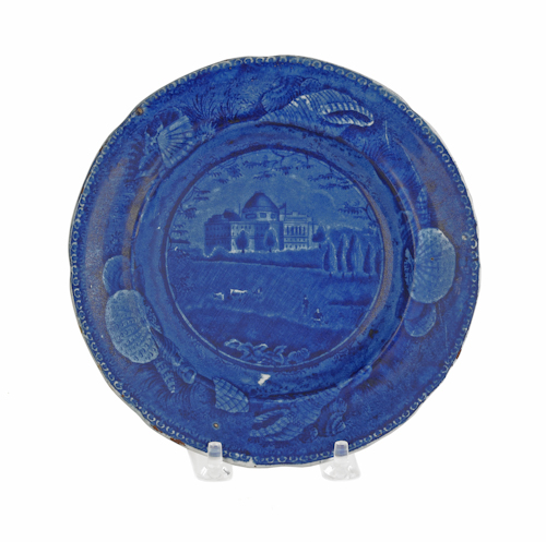 Historical blue Staffordshire plate