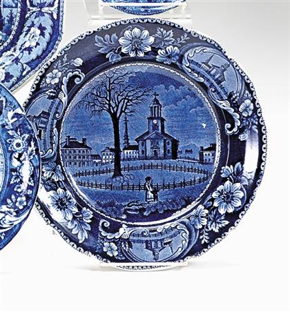 Historical blue transferware dinner