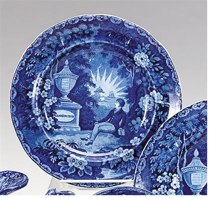 Historical blue transferware plate