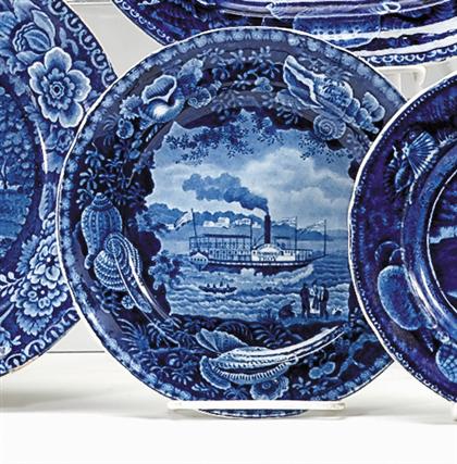 Historical blue transferware plate