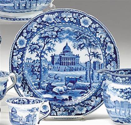 Historical blue transferware plate