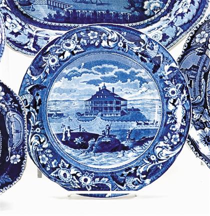 Historical blue transferware plate