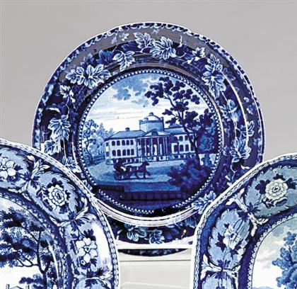 Historical blue transferware plate