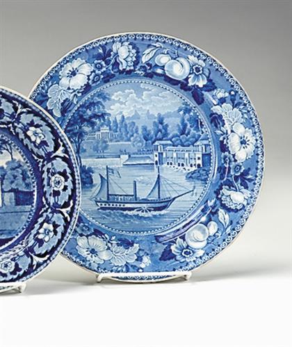 Historical blue transferware plate