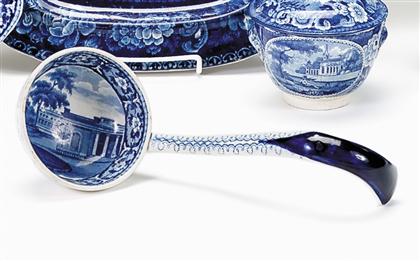 Historical blue transferware soup