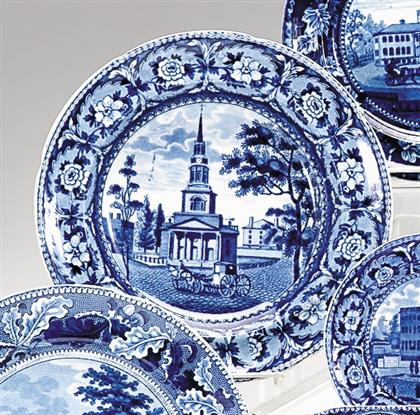 Historical blue transferware soup