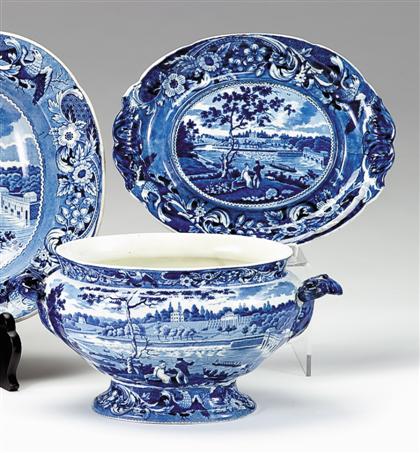 Historical blue transferware soup