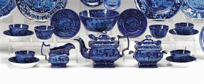 Historical blue transferware tea