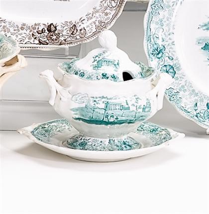 Historical green transferware