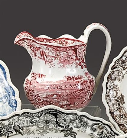Historical pink transferware jug