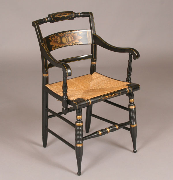 Hitchcock arm chair, rush seat,