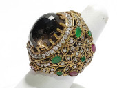 HJ26 SMOKY QUARTZ RING WITH EM