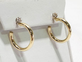 HJ87 DIAMOND STUD 14K YG HOOP