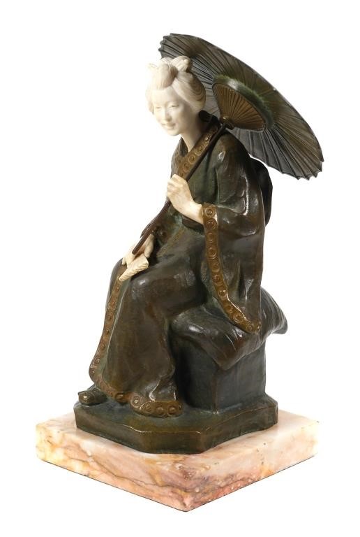 HM WHITE ART DECO JAPANESE BRONZE