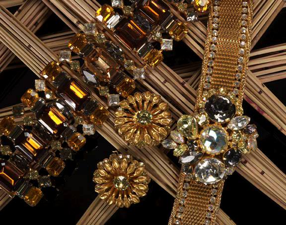 Hobe Gold-Toned Mesh and Rhinestone