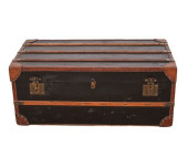 HOFFMAN LEATHER STEAMER TRUNK<