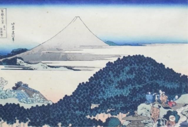 HOKUSAI BLOCK PRINT FUJI FROM THE