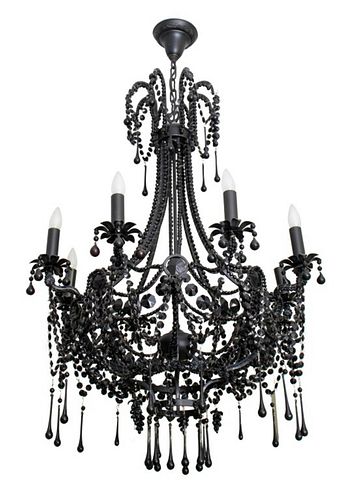 HOLLYWOOD REGENCY 8-ARM BLACK