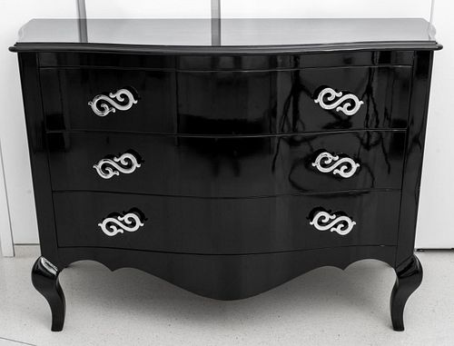 HOLLYWOOD REGENCY BLACK LACQUERED